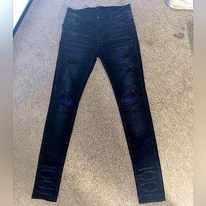 Amiri Jeans Blue Plaid Patches Aged Black Size 30 RARE